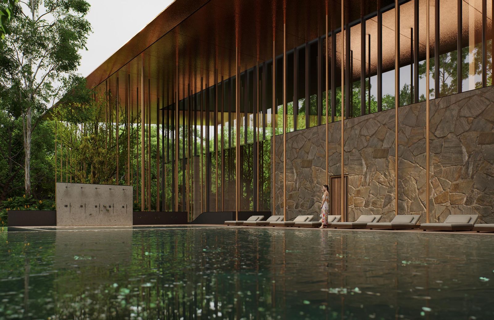 Arrival court and reflecting pool