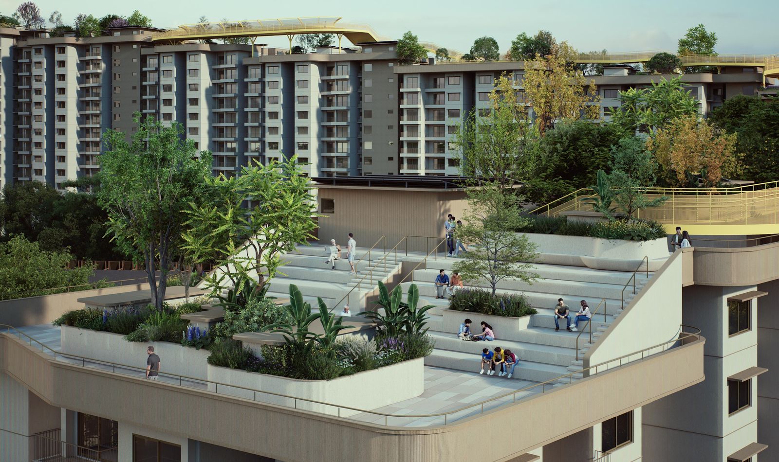 Rooftop terraces on the Ribbon